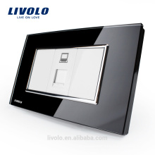 Livolo US/AU Computer socket RJ45 Socket With Black Pearl Crystal Glass Internet socket VL-C391C-82